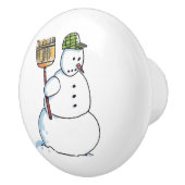 Broom Sneeuwman keramische knop (Rechts)