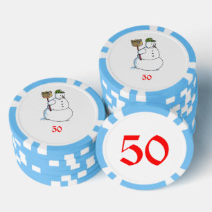 Broom Sneeuwman lichtblauw 50 gestreepte pokerchip