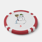 Broom Sneeuwman rood 5 gestreepte pokerchip (Enkel)