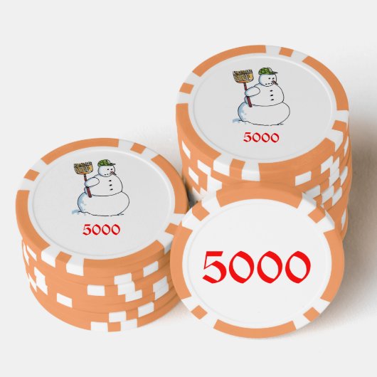 Broom Sneeuwman sinaasappel 5000 gestreepte pokerc Poker Chips (Opstapeling)
