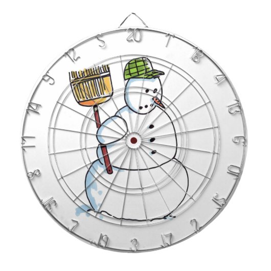 Broom Snowman dartboard Dartbord (Voorkant)