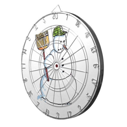 Broom Snowman dartboard Dartbord (Voorkant Rechts)