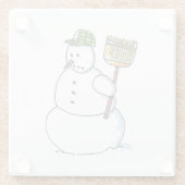 Broom Snowman helder glas onderzetter (Achterkant)