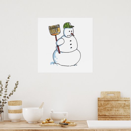 Broom Snowman matte poster (Keuken)