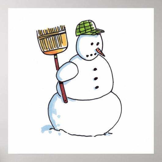 Broom Snowman matte poster (Voorkant)
