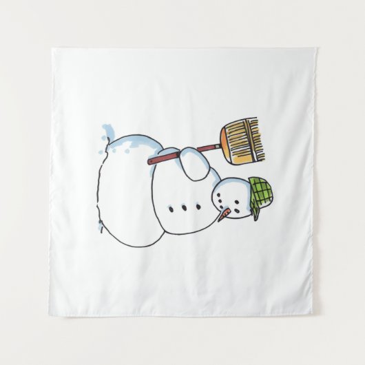 Broom Snowman tapestry Wandkleed (Voorkant (horizontaal))