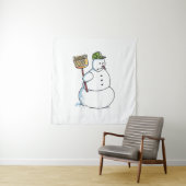 Broom Snowman tapestry Wandkleed (In situ)