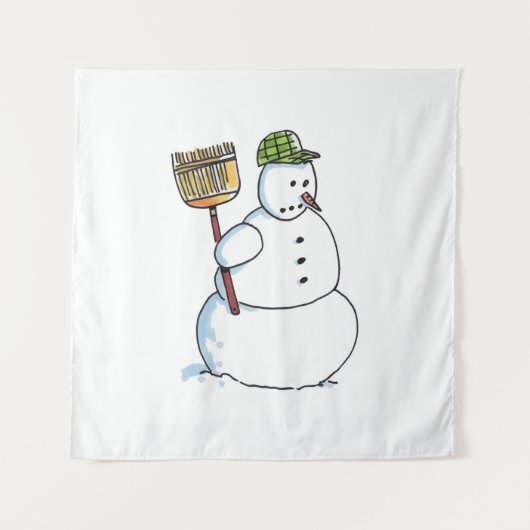 Broom Snowman tapestry Wandkleed (Voorkant)