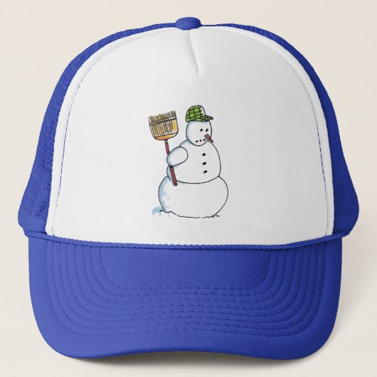 Broom Snowman trucker hat Trucker Pet (Voorkant)