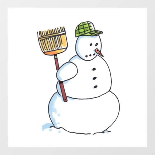 Broom Snowman window cling Raamsticker (Vel)
