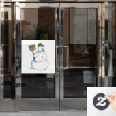 Broom Snowman window cling Raamsticker (Kantoordeur)