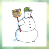 Broom Snowman window cling Raamsticker (Vel 3)