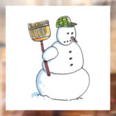 Broom Snowman window cling Raamsticker (Vel 2)