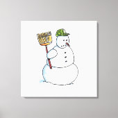 Broom Snowman — witte dovasafdruk Canvas Afdruk (Voorkant)