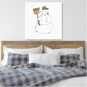 Broom Snowman — witte dovasafdruk Canvas Afdruk (Insitu (Slaapkamer))