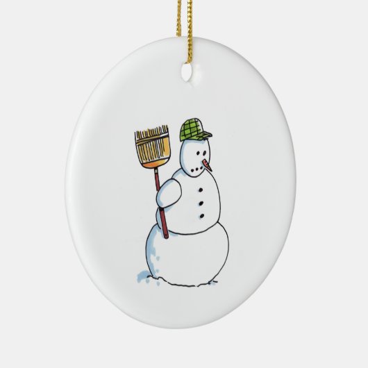 Broom Snowman witte keramische keramiek Keramisch Ornament (Rechts)