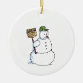 Broom Snowman witte keramische keramiek Keramisch Ornament (Voorkant)