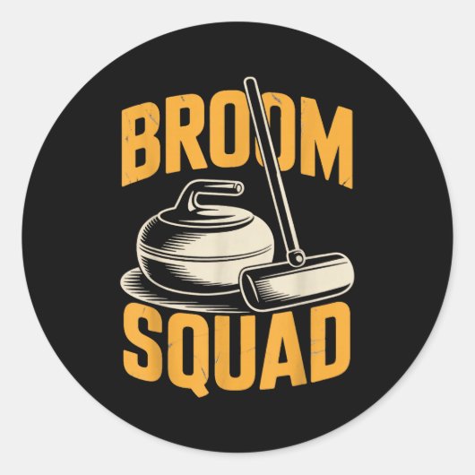 Broom Squad Ice Sweeng Rock Stone Sliding Curling Ronde Sticker (Voorkant)