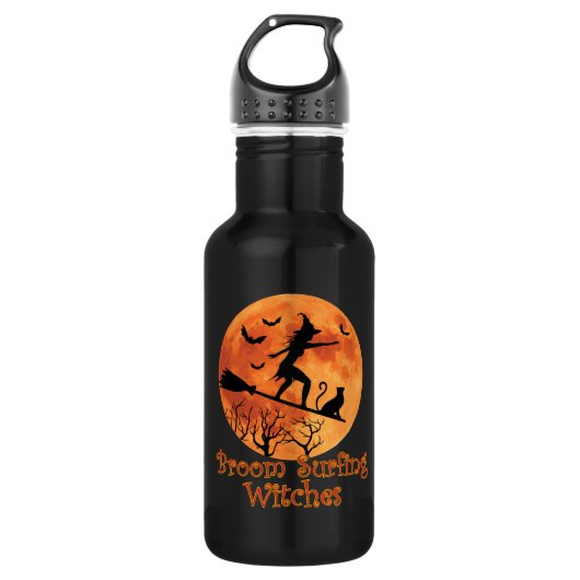 Broom Surfing Witches - Funny Halloween Waterfles (Voorkant)