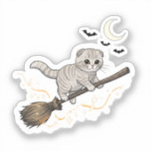 Broomstick Fold – Schattigee Schotse Fold Cat Hall Sticker (Voorkant)