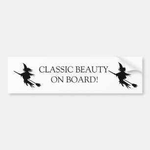 Broomstick Witch Halloween   Funny Beauty aan boor Bumpersticker