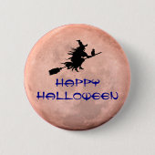 Broomstick Witchy Moon Witch Pin Button (Voorkant)