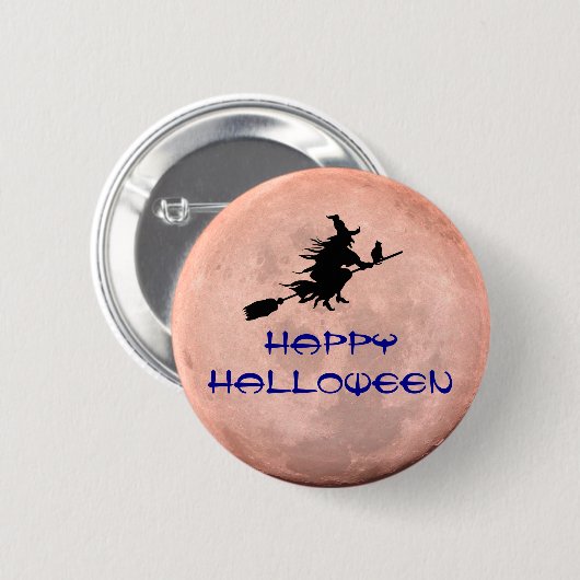 Broomstick Witchy Moon Witch Pin Button (Voorkant /achterkant)