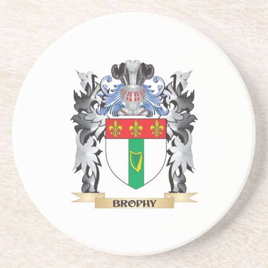 Brophy Coat of Arms - familiekust Zandsteen Onderzetter (Voorkant)
