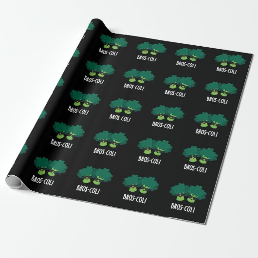 Bros-coli Funny Veggie Broccoli Pun Dark BG Cadeaupapier (Uitgerold)