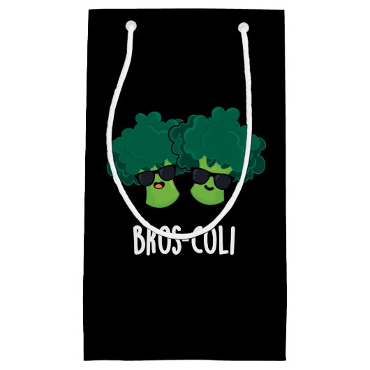 Bros-coli Funny Veggie Broccoli Pun Dark BG Klein Cadeauzakje (Voorkant)