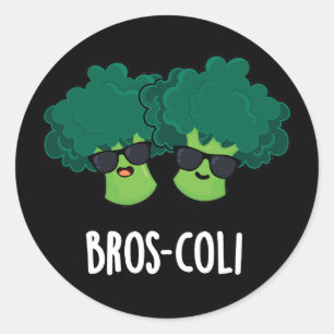 Bros-coli Funny Veggie Broccoli Pun Dark BG Ronde Sticker