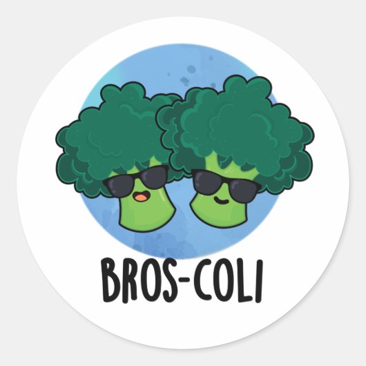 Bros-coli Funny Veggie Broccoli Pun Ronde Sticker (Voorkant)