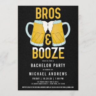 Bros en Booze Manly Beer Stein Bachelor Party Kaart