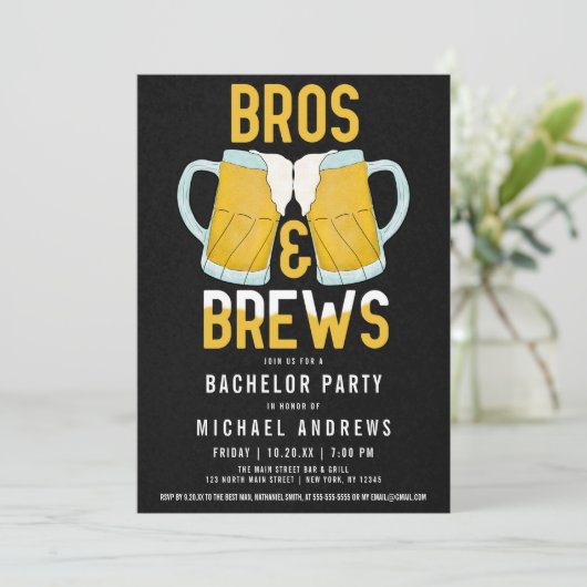 Bros en Brouwsels Manlijke Bierpul Bachelorfeest Kaart (Staand voorkant)