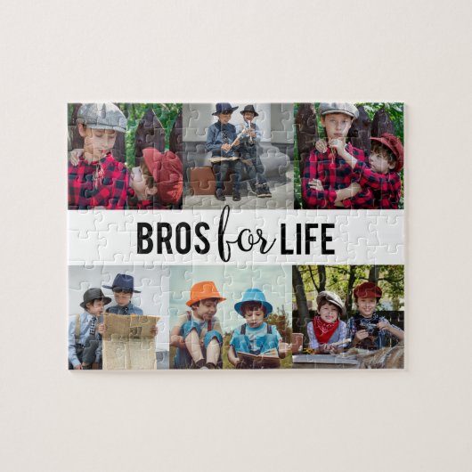 Bros for Life Brothers Foto Collage Typografie Legpuzzel (Horizontaal)
