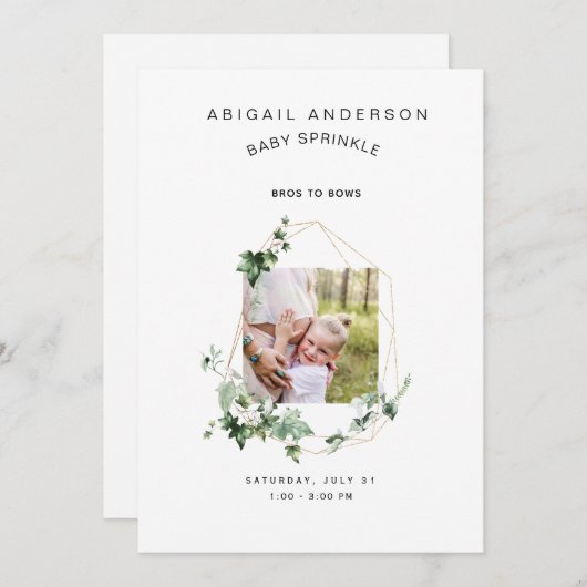 Bros to Bows Baby Sprinkle Uitnodiging (Voorkant / Achterkant)