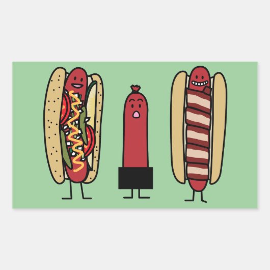 Bros van de hotdog. De stijlBacon verpakt worstje Rechthoekige Sticker (Voorkant)