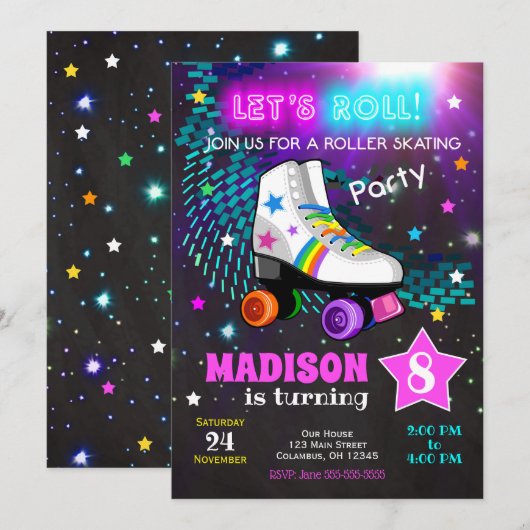 Brosschaatsen op feestdag / Neon Kaart (Voorkant / Achterkant)