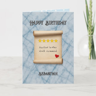Brother 5 star review blue birthday kaart