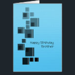 Brother Abstract design Blue Birthday-kaart<br><div class="desc">Een eenvoudige kaart die geschikt is voor de verjaardag van je broer. Zwart en grijs vierkantjes boven een gewone blauwe achtergrond. Een simpele maar elegante kaart om je broer een gelukkige verjaardag te wensen.</div>