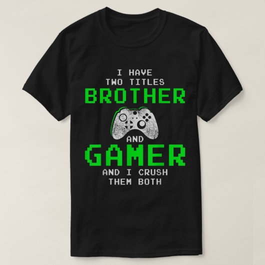 Brother and Gamer Retro Pixel Design T-shirt (Design voorkant)