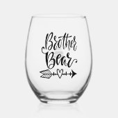 Brother Beer Tribal Calligrafie gepersonaliseerd Wijnglas Zonder Voet (Voorkant)