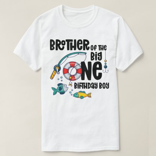 Brother Big One 1-Year-Old Boy Fishing Birthday T- T-shirt (Design voorkant)