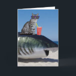 BROTHER BIRTHDAY CAT OP BEACH SHARK KAART<br><div class="desc">BEACH CAT OP SHARK BIRTHDAY KAART VOOR COOL CAT BROTHER!</div>