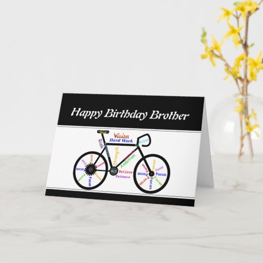 Brother Birthday Motivatie Bike Bicycle Cycle Kaart (Gele Bloem)