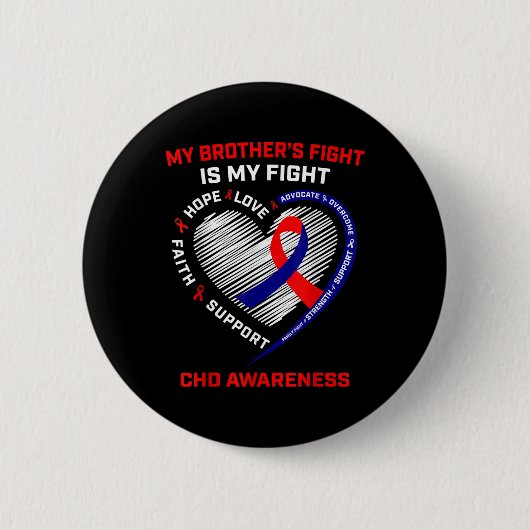 Brother CHD-gewaarwording, congenitale hartaandoen Ronde Button 5,7 Cm (Voorkant)