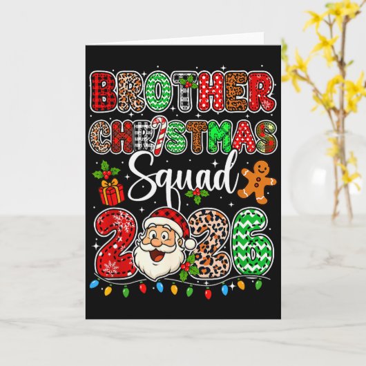 Brother Christmas Crew 2026 Leopard Funny Santa Fa Kaart (Gele Bloem)