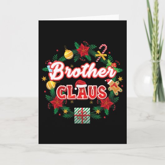 Brother Claus Christmas Santa Laurel Wreath Mistle Kaart (Voorkant)