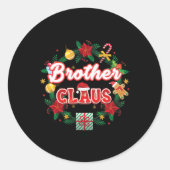 Brother Claus Christmas Santa Laurel Wreath Mistle Ronde Sticker (Voorkant)