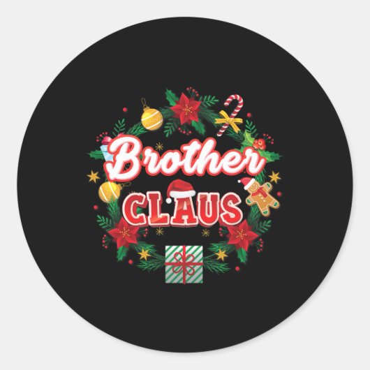 Brother Claus Christmas Santa Laurel Wreath Mistle Ronde Sticker (Voorkant)
